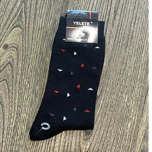 NWT Yelete Mens Dress Socks Printed Cotton Blend 513DS010 Black Size 10-13